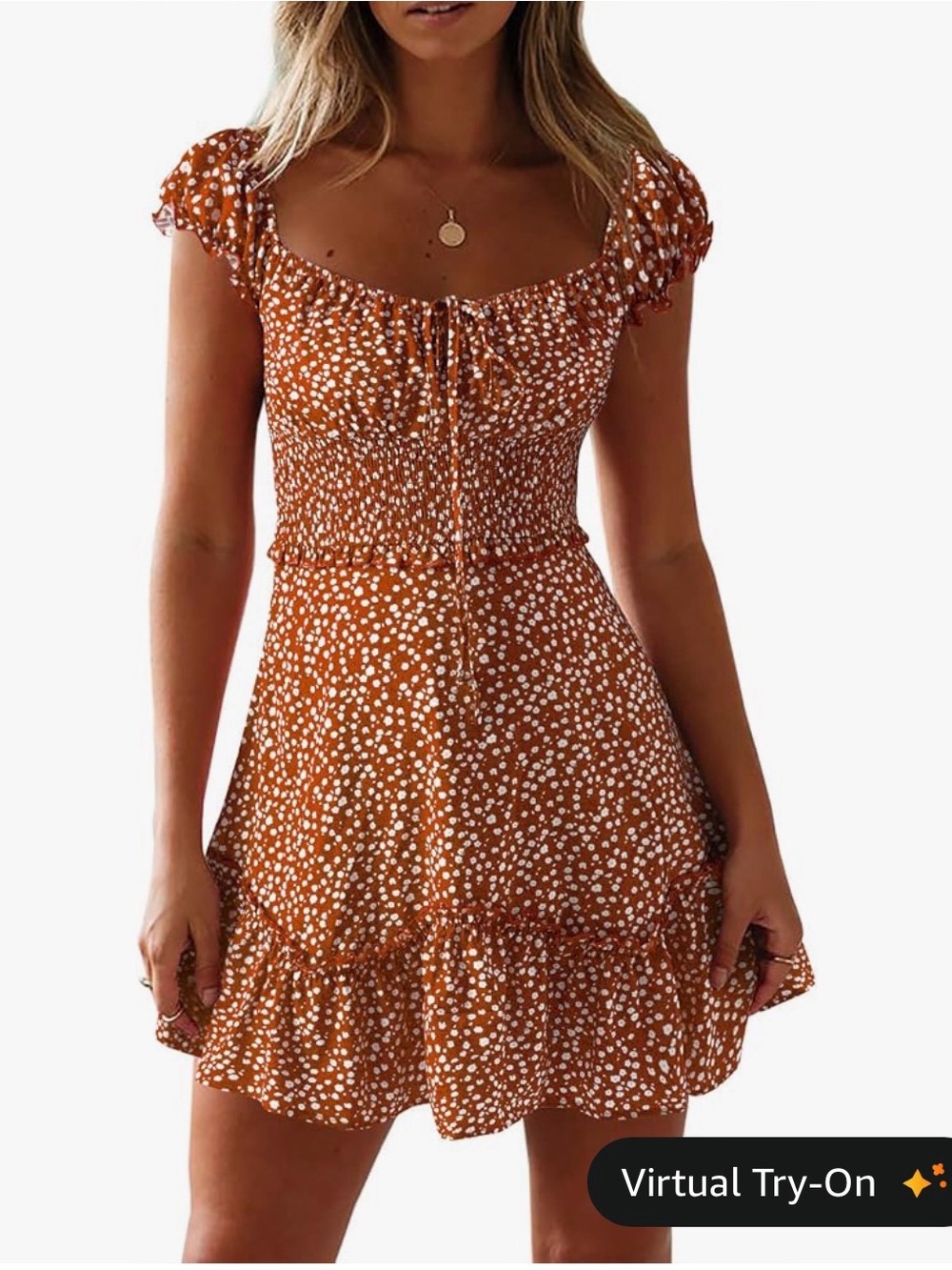 Amazon | Floral Mini Ruffle Dress - Picture 5 of 5